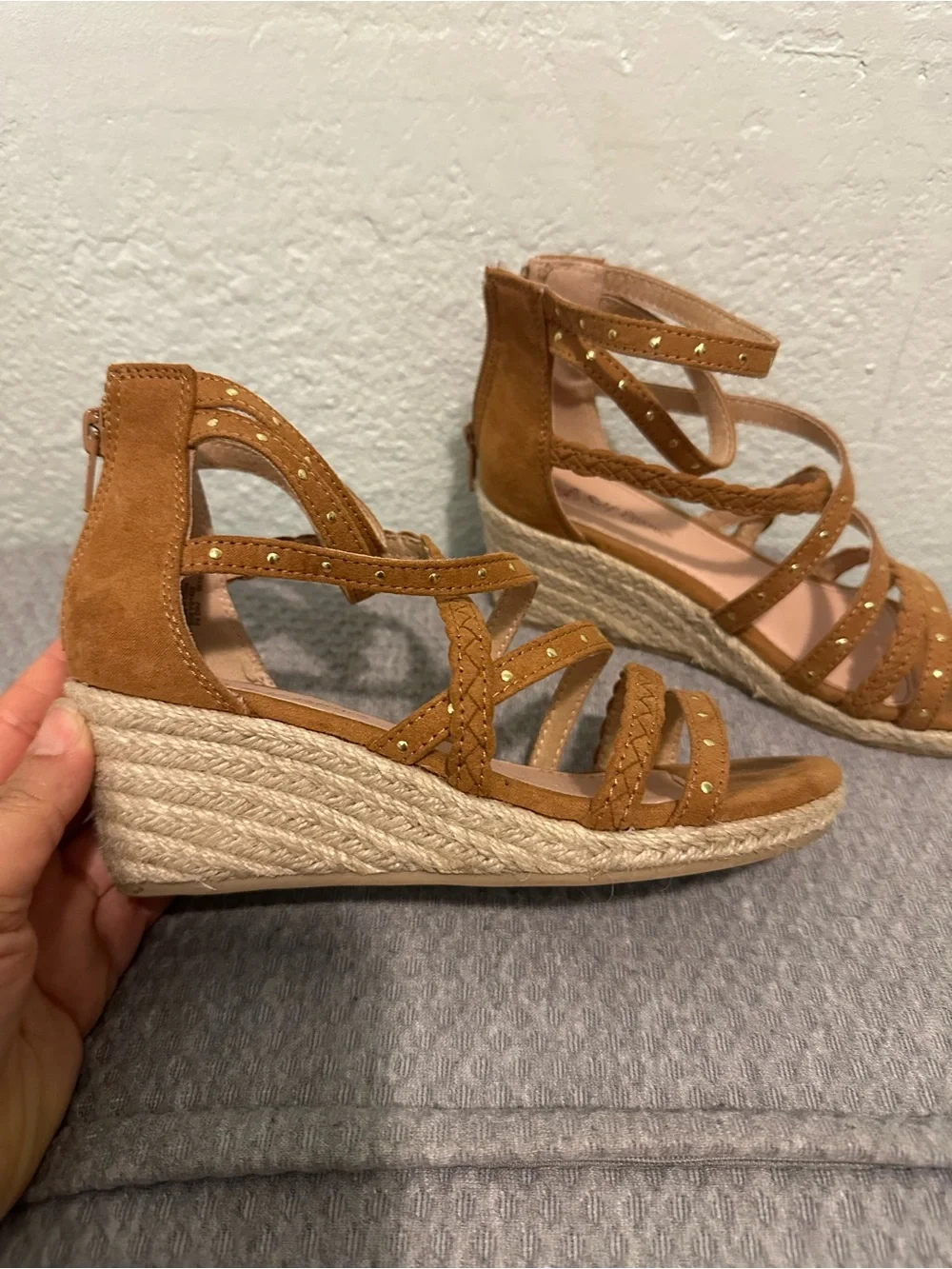 Kids Brown Suede Platform Sandals Size 2